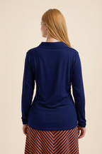 Vivirose Top met lange mouwen | Ecovero effen blauw