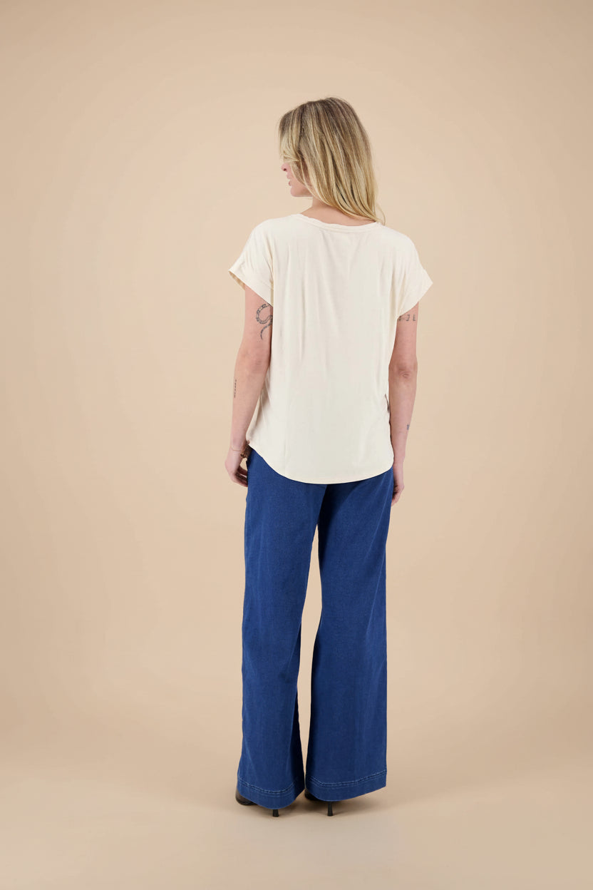 T-shirt van materiaal mix | Vivirose