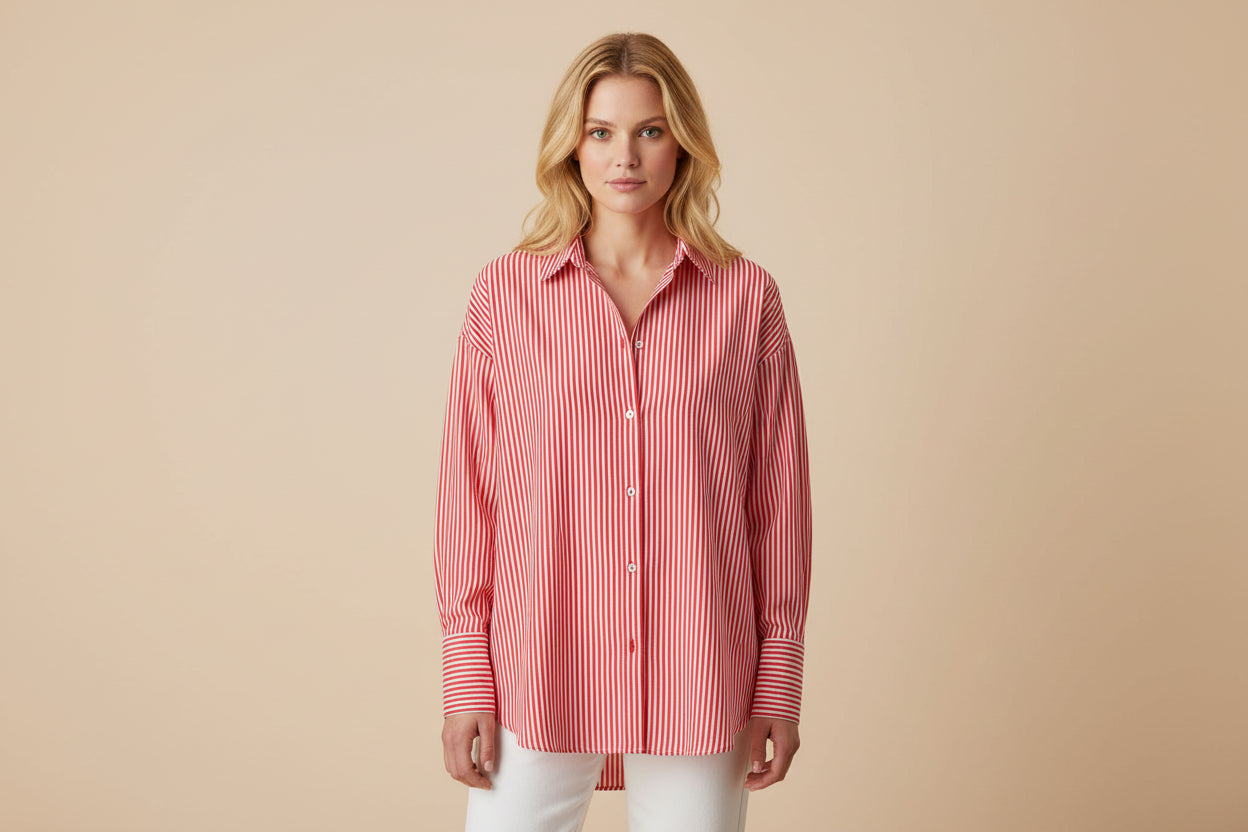 gestreepte blouse | rood / wit