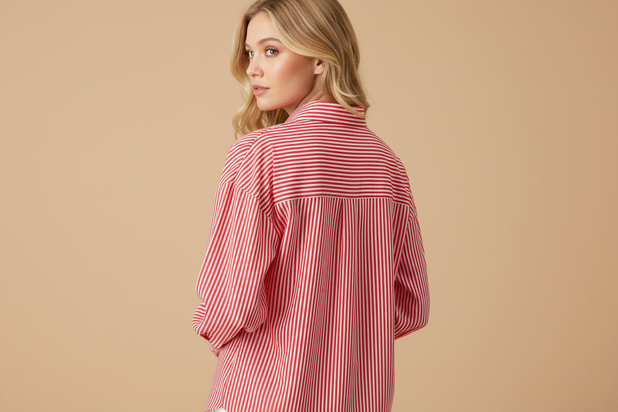 gestreepte blouse | rood / wit