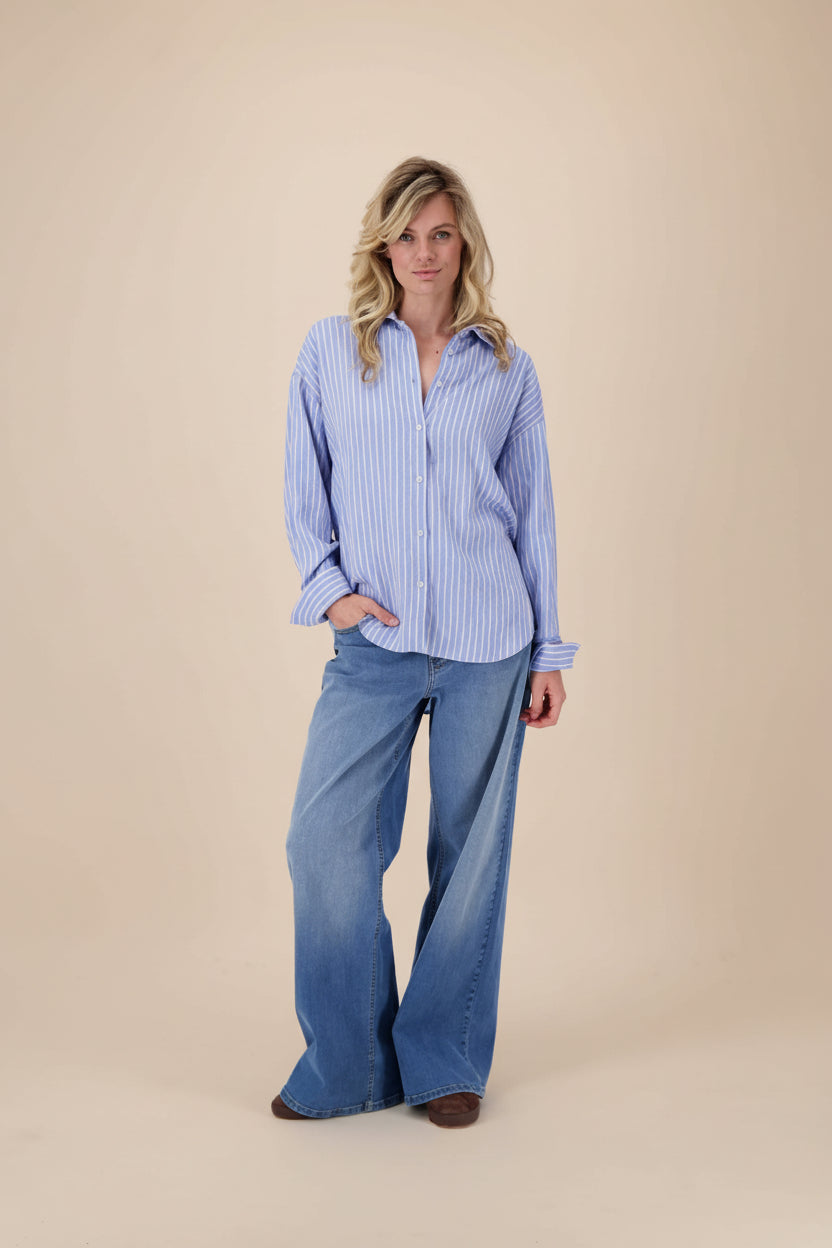 gestreepte blouse | blauw / wit