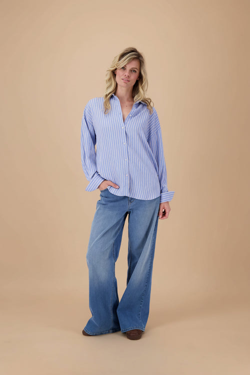 gestreepte blouse | blauw / wit