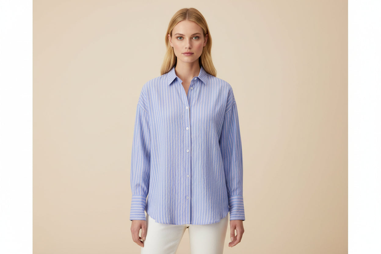 gestreepte blouse | blauw / wit