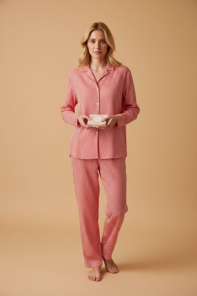 gestreepte blouse | rood / wit