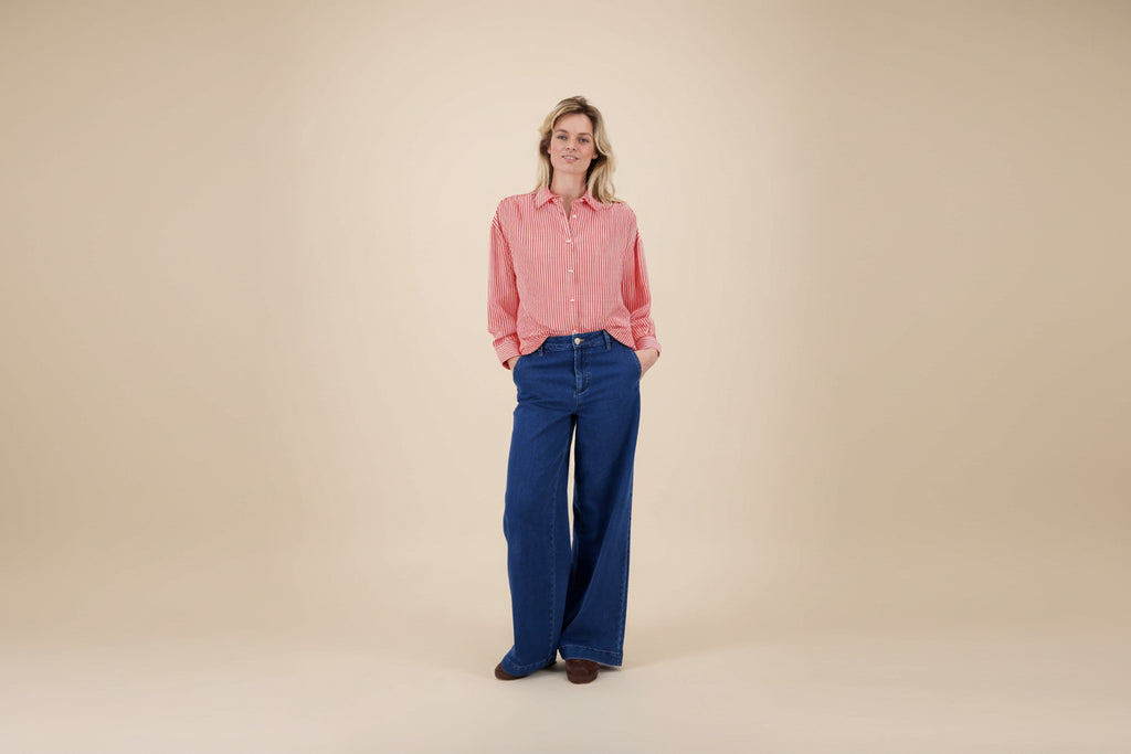 gestreepte blouse | rood / wit