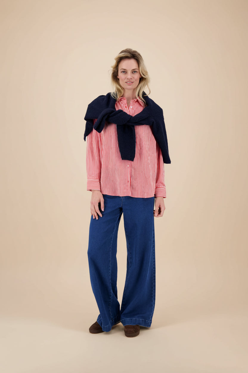 gestreepte blouse | rood / wit