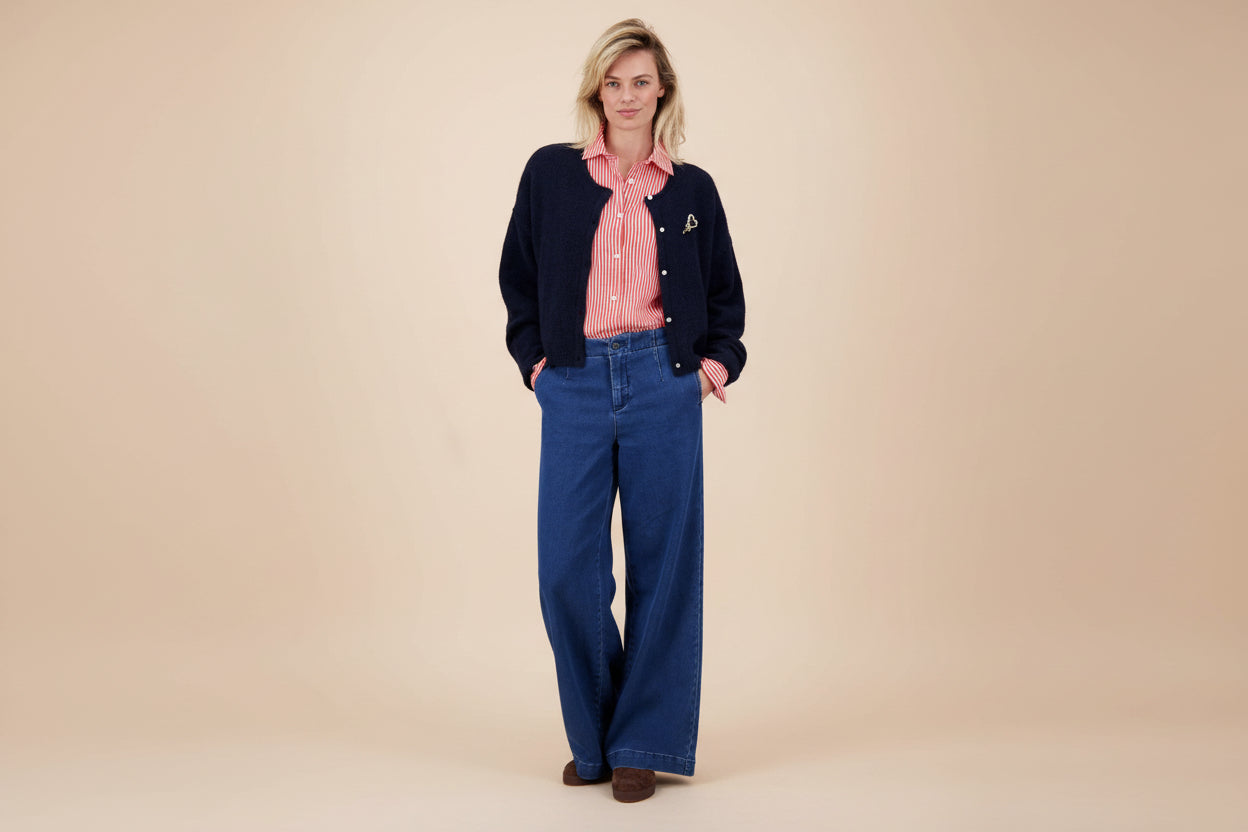 gestreepte blouse | rood / wit