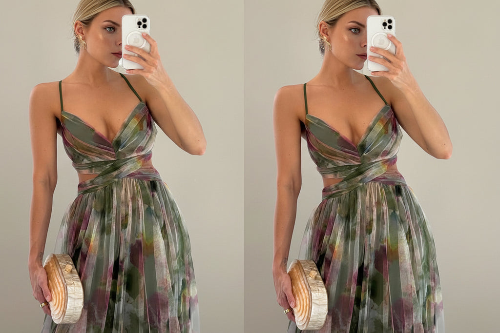 Vivirose | Dames Bedrukte Spaghettibandjes Maxi Jurk
