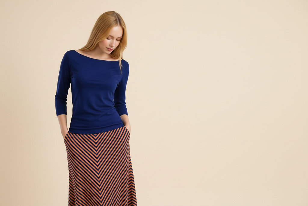 Vivirose Top met lange mouwen | Ecovero effen blauw