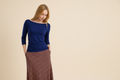 Vivirose Top met lange mouwen | Ecovero effen blauw