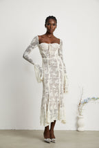 Marlene White Flared Lace Maxi Dress