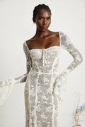 Marlene White Flared Lace Maxi Dress