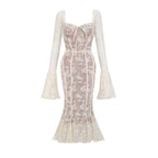 Marlene White Flared Lace Maxi Dress