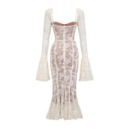 Marlene White Flared Lace Maxi Dress