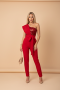 Vivirose- Stijlvolle Jumpsuit Met Tailleband En Diepe V-Hals