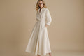 Faye | Dames Elegante Knoop Taille Overhemd Midi Jurk
