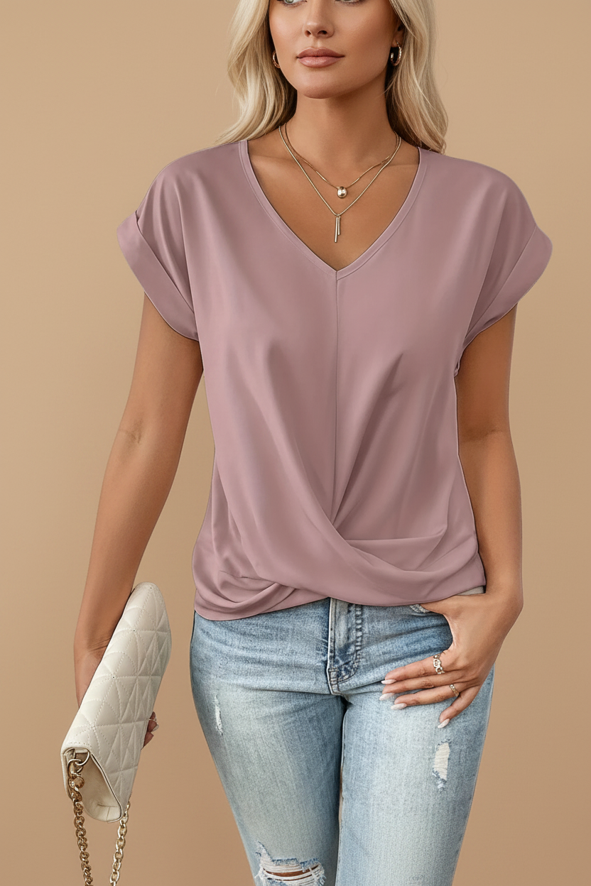 Vivirose| Dames Elegante V-Hals Gedraaide Zoom Blouse