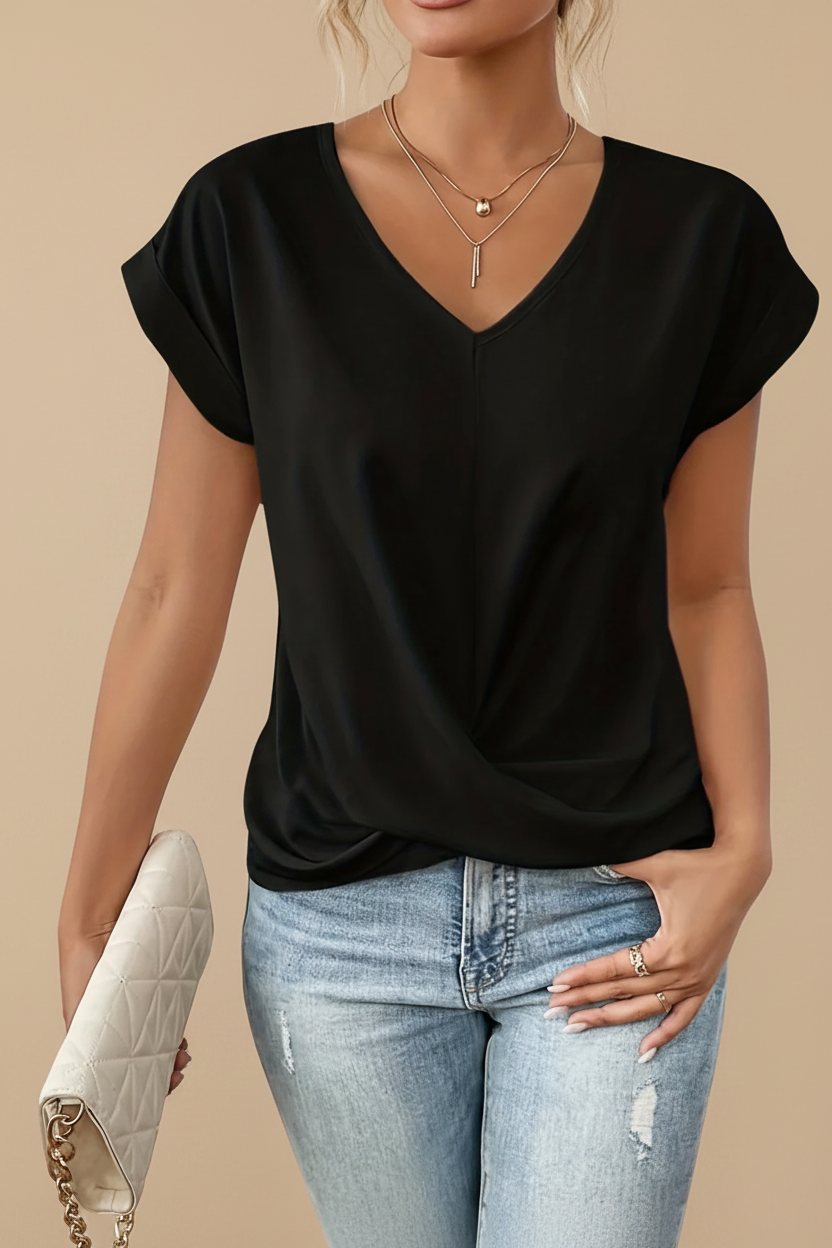 Vivirose| Dames Elegante V-Hals Gedraaide Zoom Blouse