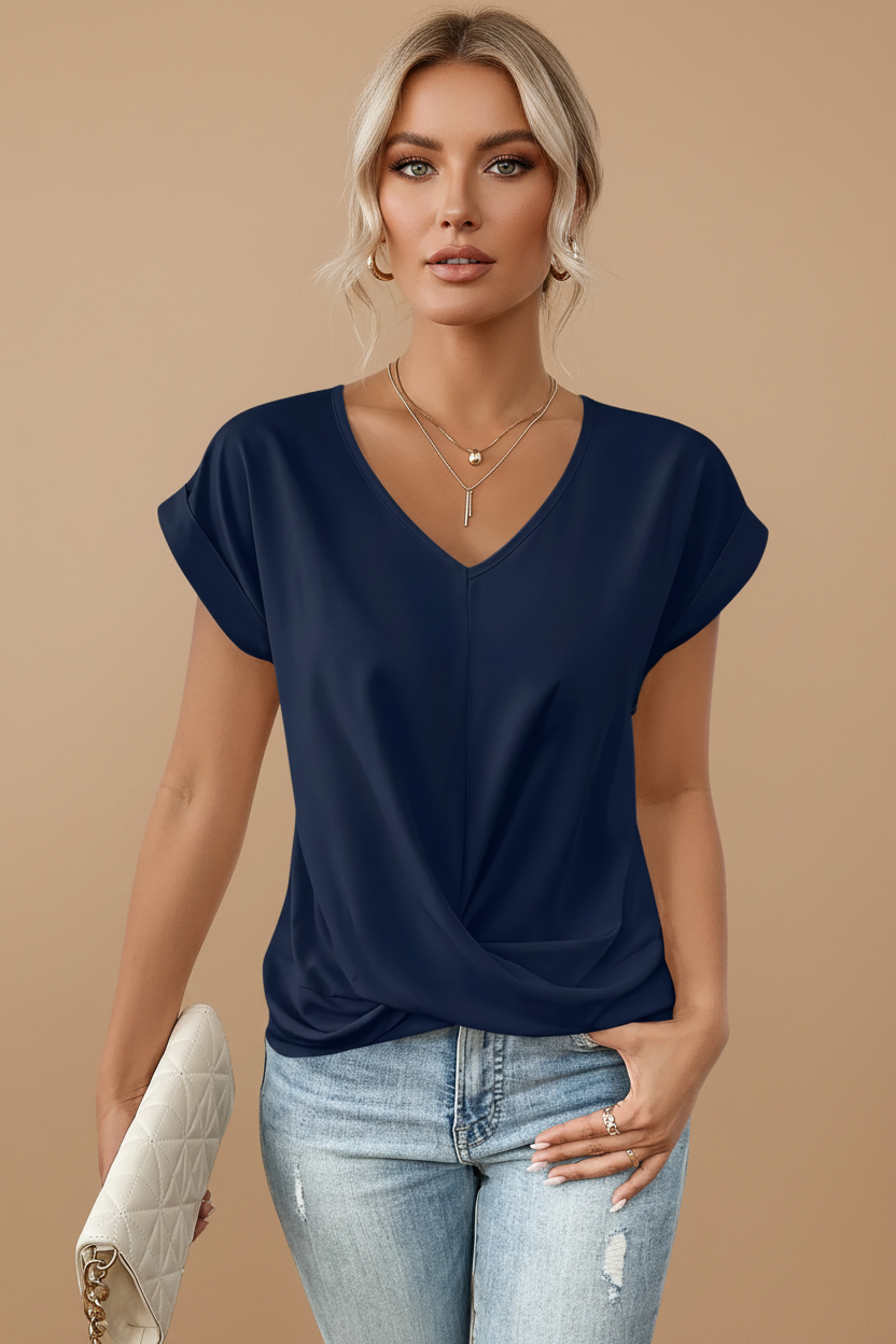Vivirose| Dames Elegante V-Hals Gedraaide Zoom Blouse
