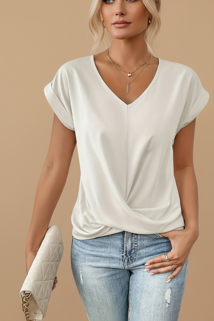 Vivirose| Dames Elegante V-Hals Gedraaide Zoom Blouse