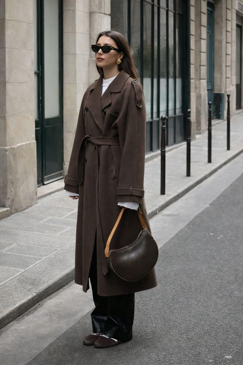 Grace dames winterjas – luxe wol trenchcoat met ceintuur en double-breasted design