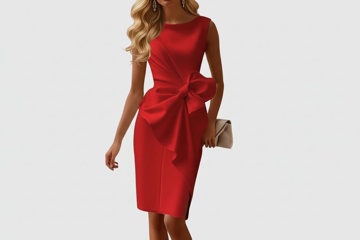 Vivirose | Dames Elegant Strik Detail Midi Jurk