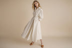 Faye | Dames Elegante Knoop Taille Overhemd Midi Jurk