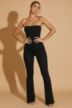 Strapless Flared Hem Jumpsuit in Black