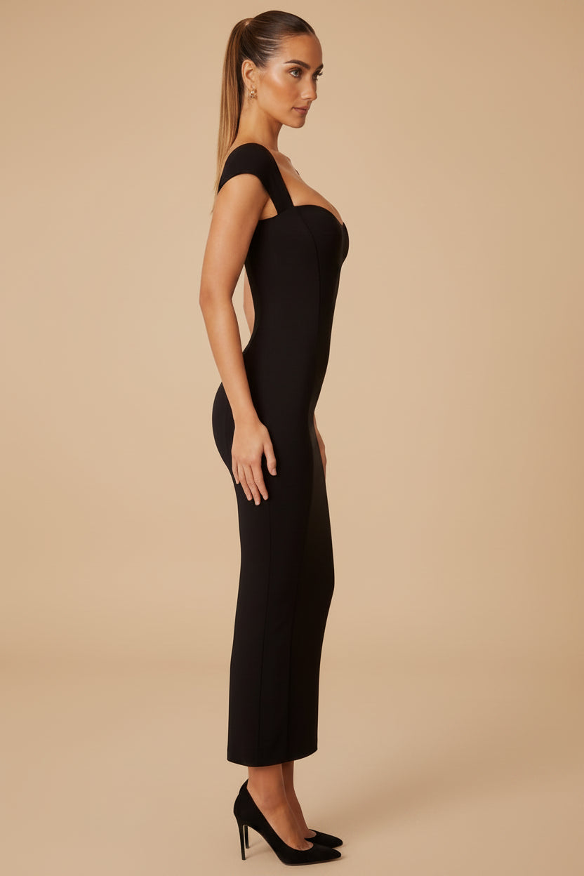 Sweetheart Neckline Maxi Dress in Black