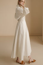 Faye | Dames Elegante Knoop Taille Overhemd Midi Jurk