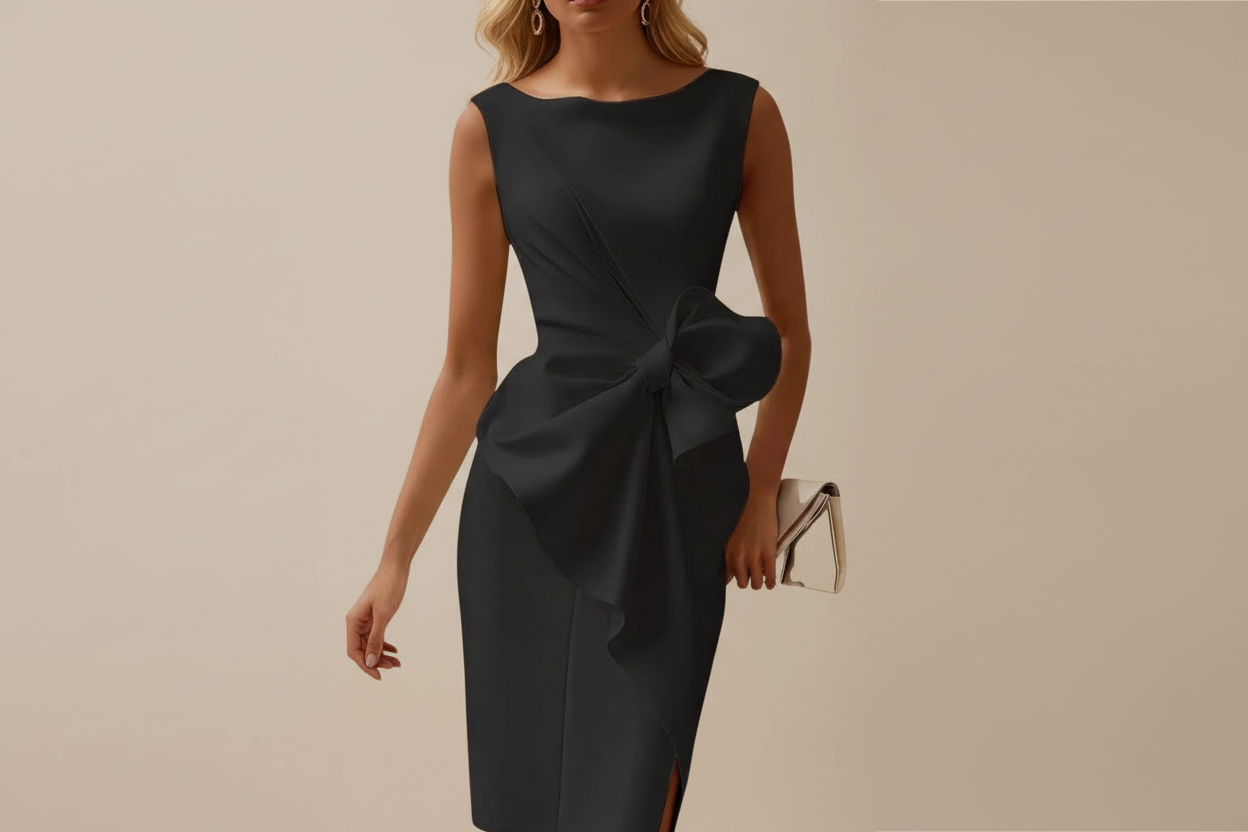 Vivirose | Dames Elegant Strik Detail Midi Jurk