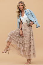 Tule Maxi Rok met Elastische Tailleband