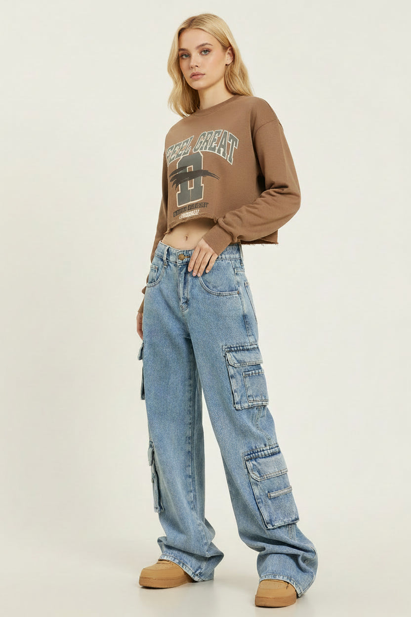 Vivirose| Jeans met Meerdere Cargo Zakken