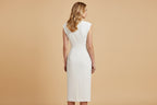 Emma | Dames Knoopdetail Mouwloze Midi Jurk