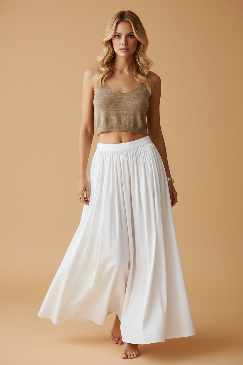Vivirose| Hoge Taille Maxi Rok Dames – Plissé Look