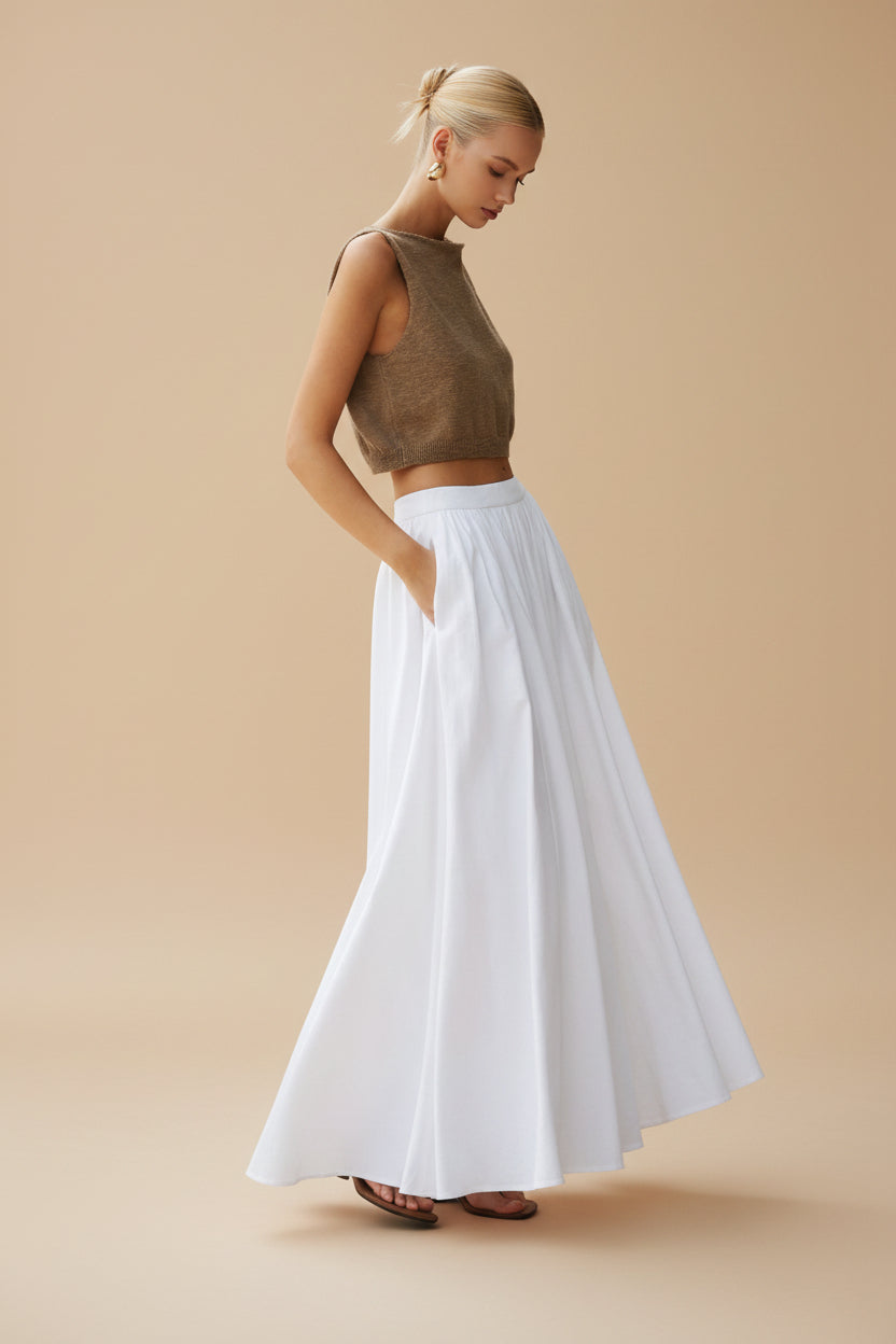 Vivirose| Hoge Taille Maxi Rok Dames – Plissé Look