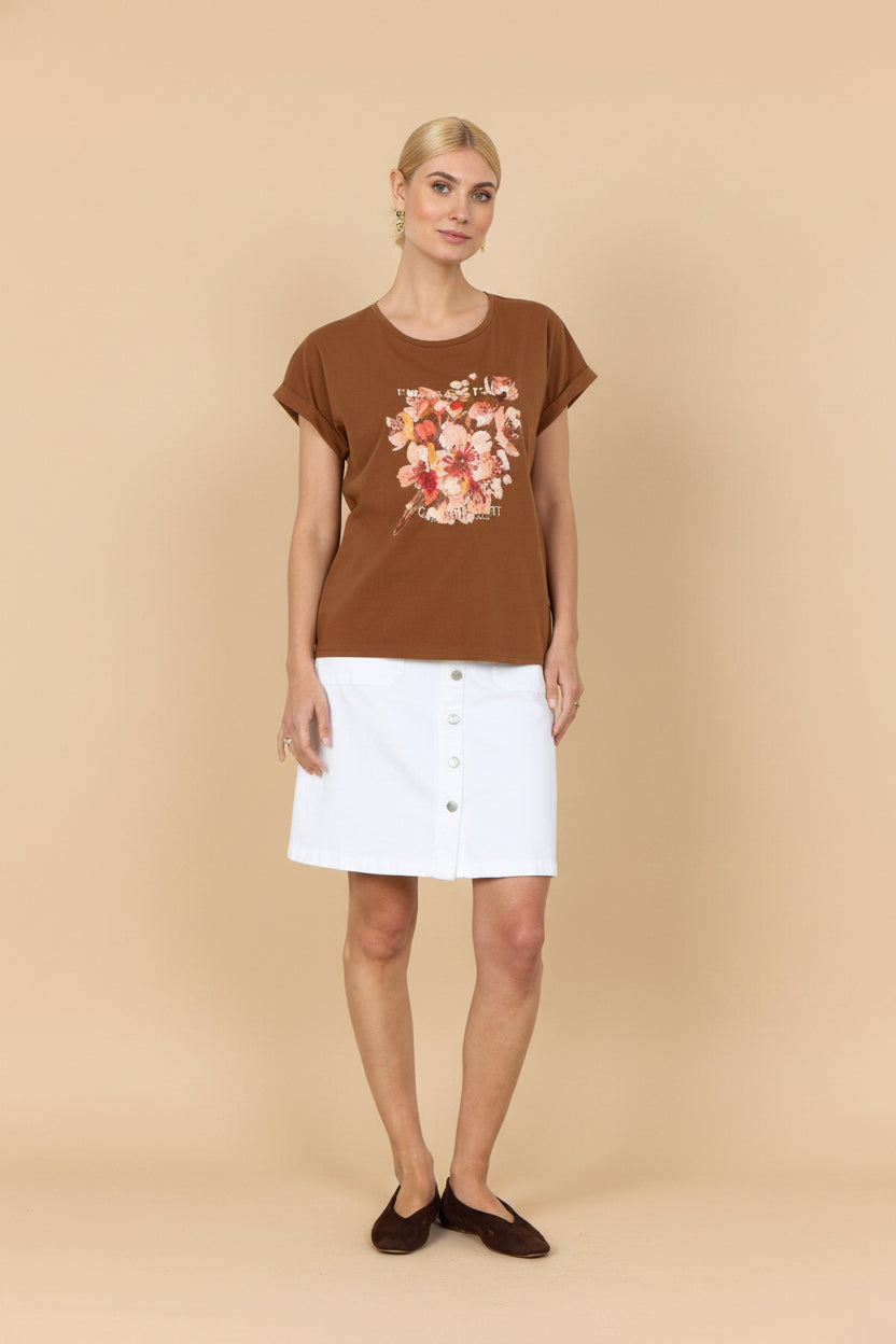 Vivirose T-shirt Bruin