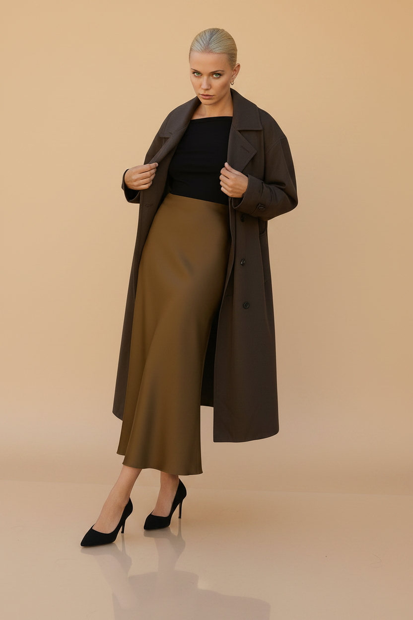 Vivirose| Maxi Rok Satijn Look met Subtiele Glans - Comfy & Luchtig