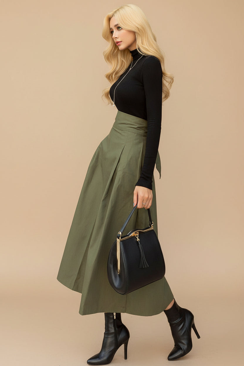 Vivirose| Lange Wide Fit Damesrok met Hoge Taille – Elegant & Comfortabel