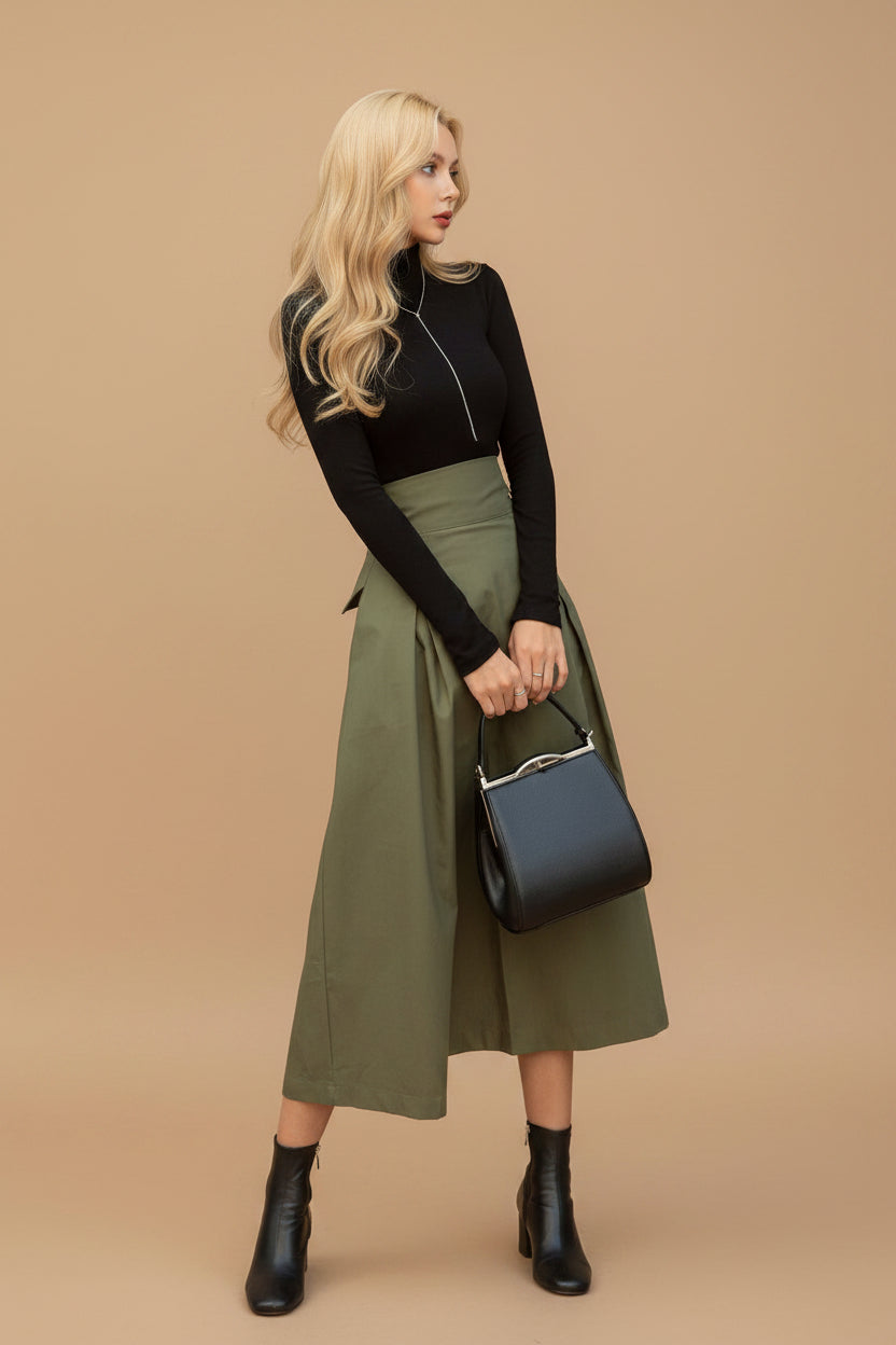 Vivirose| Lange Wide Fit Damesrok met Hoge Taille – Elegant & Comfortabel