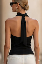Mouwloze Top met Halterhals, Gedraaid Detail en Keyhole Uitsnijding
