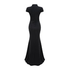 Andrea Black Keyhole Maxi Dress with High Thigh Slit