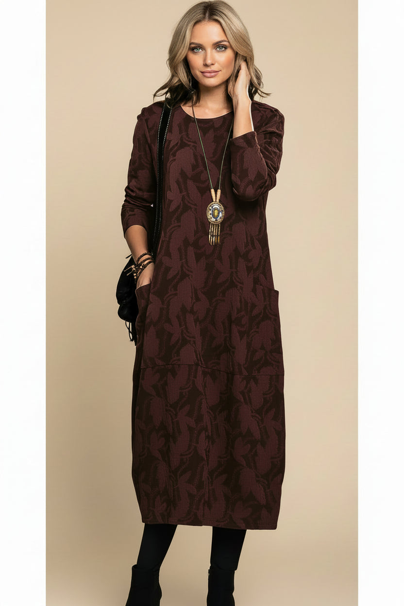 Jurk Dames, Elegant Design, Met Zakken, Warme stof