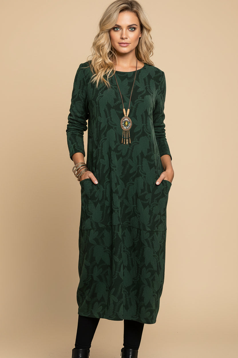 Jurk Dames, Elegant Design, Met Zakken, Warme stof