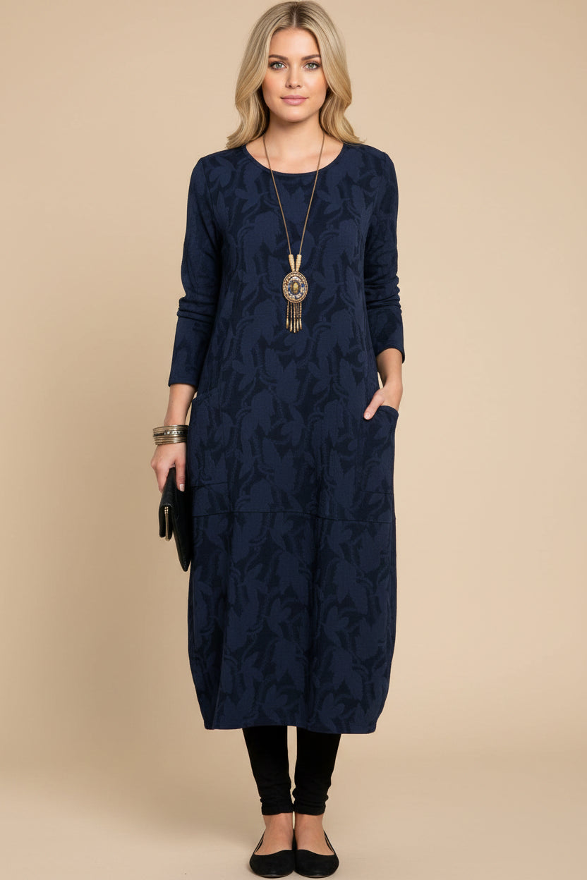 Jurk Dames, Elegant Design, Met Zakken, Warme stof
