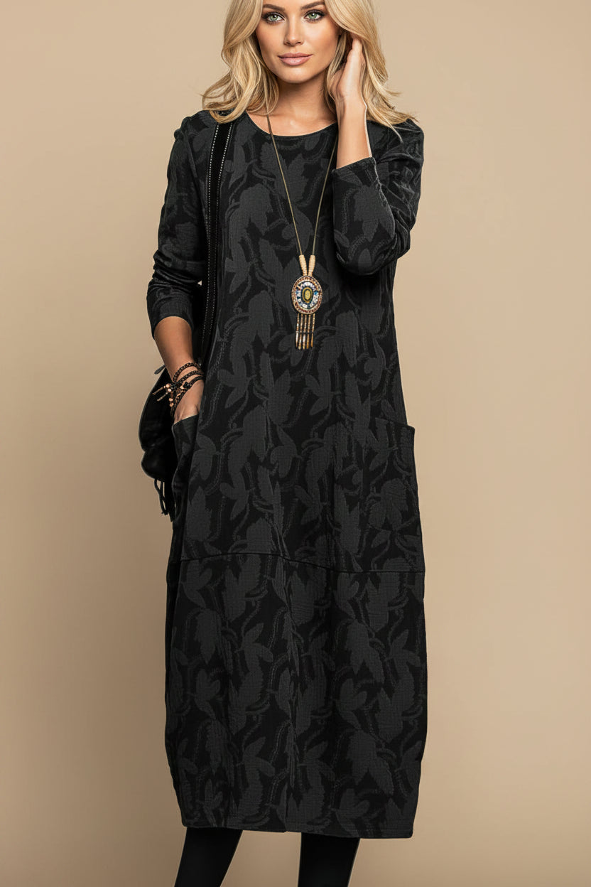 Jurk Dames, Elegant Design, Met Zakken, Warme stof