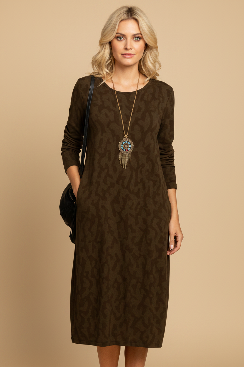 Jurk Dames, Elegant Design, Met Zakken, Warme stof