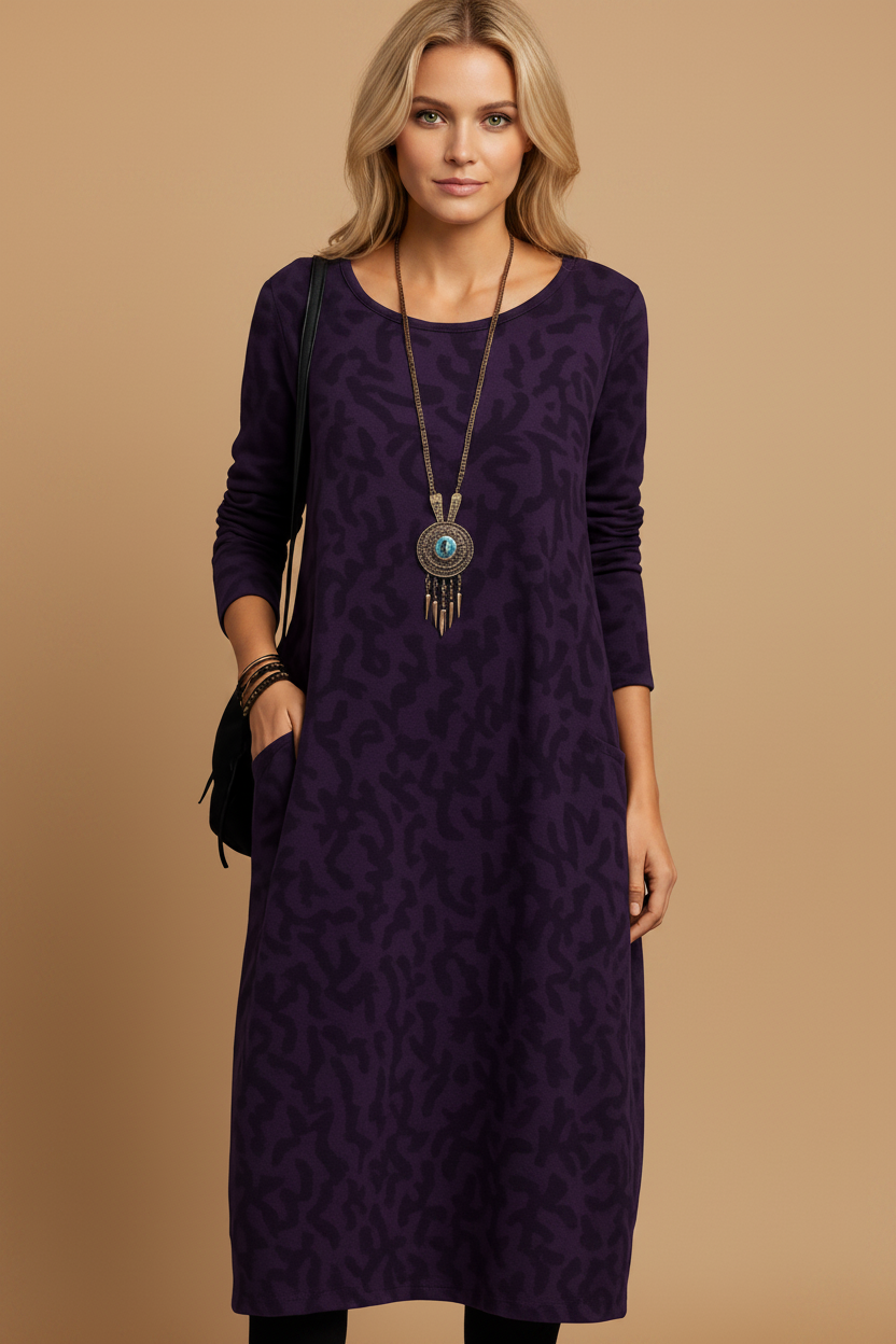Jurk Dames, Elegant Design, Met Zakken, Warme stof