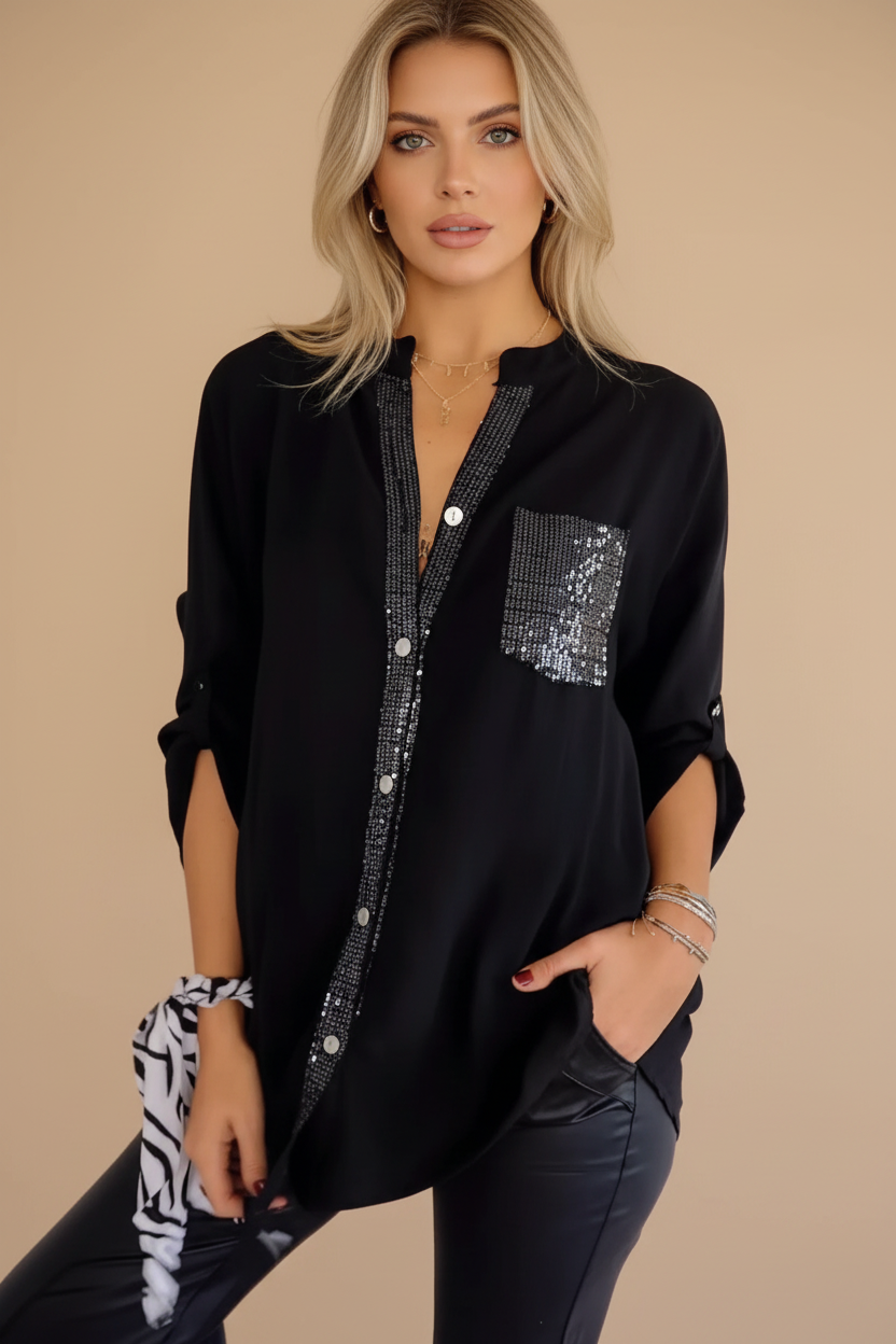 Casual Paillettenblouse Voor Dames | Chic