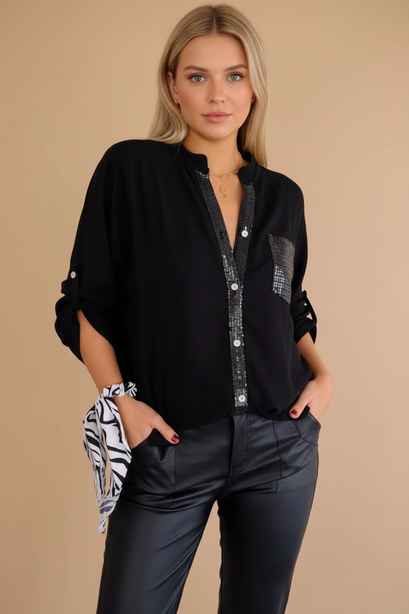 Casual Paillettenblouse Voor Dames | Chic